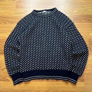 Vtg Hekla Krone Norway Wool Birdseye Knit Sweater Mens S Blue White Scandinavian